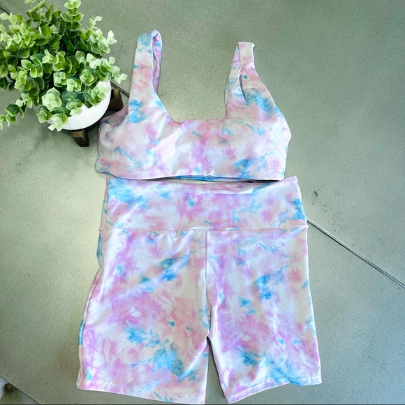 SUNNY BUNNY SWIM Pants - 3/$25 SUNNY BUNNY 2PC set biker shorts and top Cotton Candy tie dye M bright